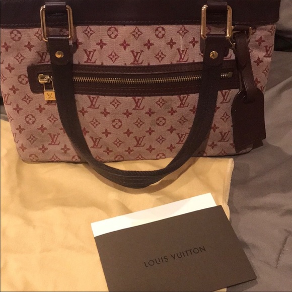 Used Louis Vuitton Lucille pm pink burgundy bag - Picture 2 of 7